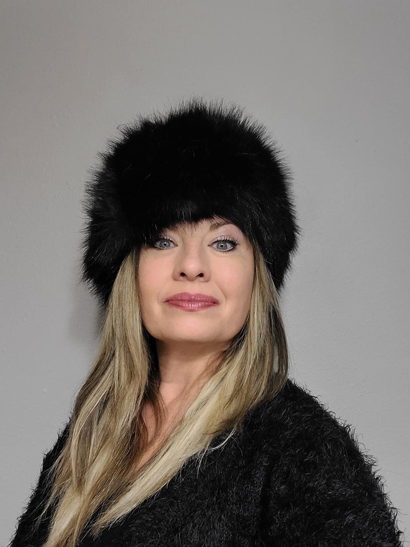 Lovful Winter Women Faux Fur Russian Cossack Style Hat Winter Wrap Hat,Black,One Size - Image 3